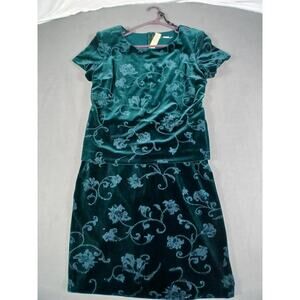 Vintage 80s 90s Velvet Glitter Faux Two-Piece Dress SZ M 8-10 Old Money Glam